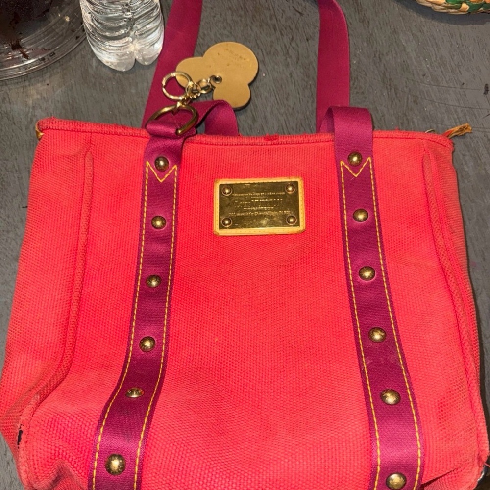 Louis Vuitton Antigua Cabas MM Tote Bag Hand Bag Rouge